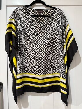 Dana Buchman Black, White & Yellow Geometric Tunic